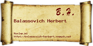 Balassovich Herbert névjegykártya